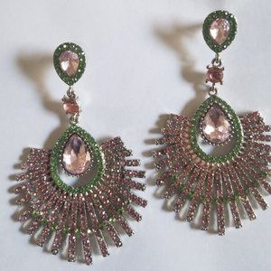 Large Cluster Teardrop Crystal Earrings for Women